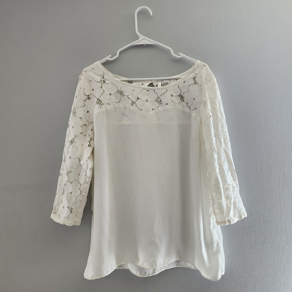 LC | Elegant White Lace Dressy Women's Top